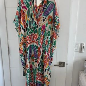 Zara Multicolor Abstract Print Top — Green, Black, Yellow, Red, Purple